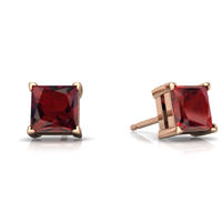 24k Rose Gold Plated 2 Cttw Ruby Princess Cut Stud Earrings