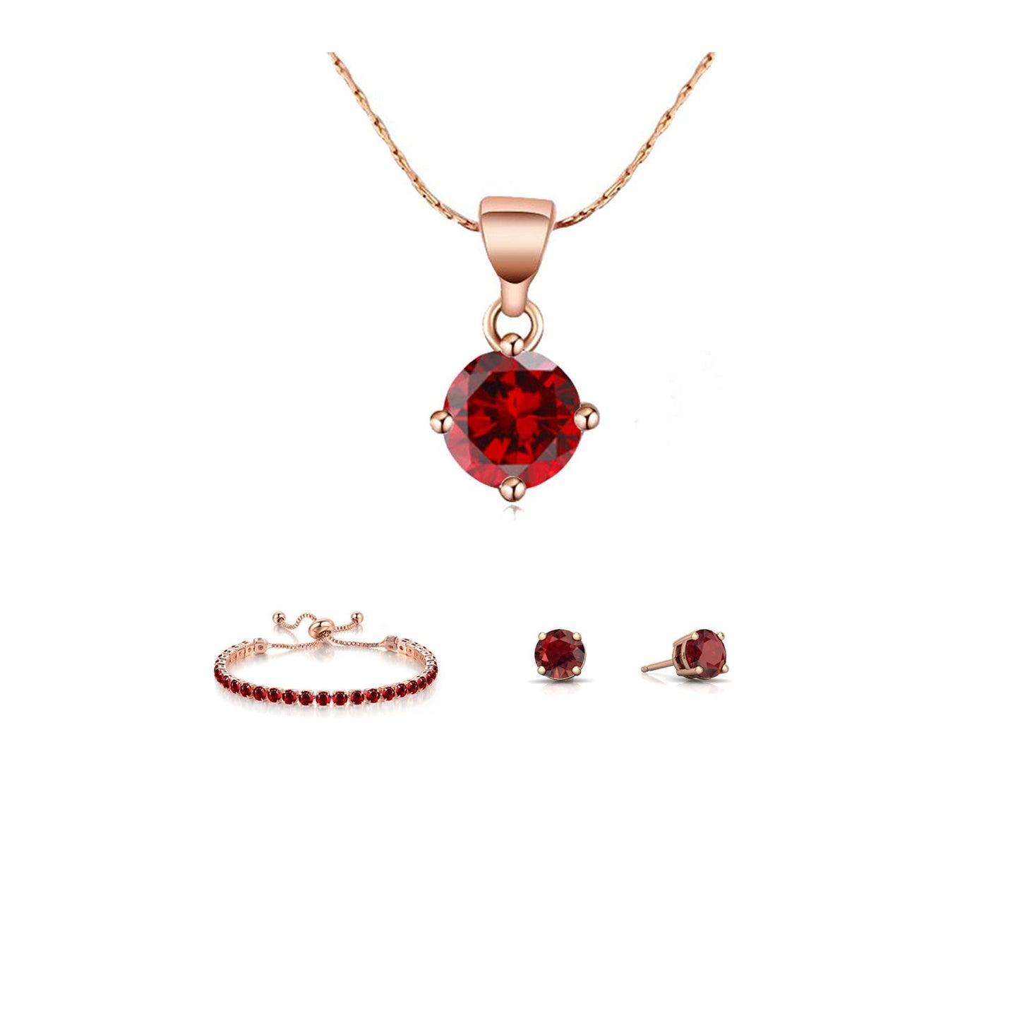 10k Rose Gold 6 Ct Round Created Garnet Set of Necklace, Earrings and Bracelet Plated1111111111111111111111111111111111111111111111111111111111111111111111111111111111111111111111111111111111111 ++ ++ ++ ++ ++ ++ ++ ++ ++ ++ ++ ++ ++ ++ ++ ++ ++ ++ ++ ++