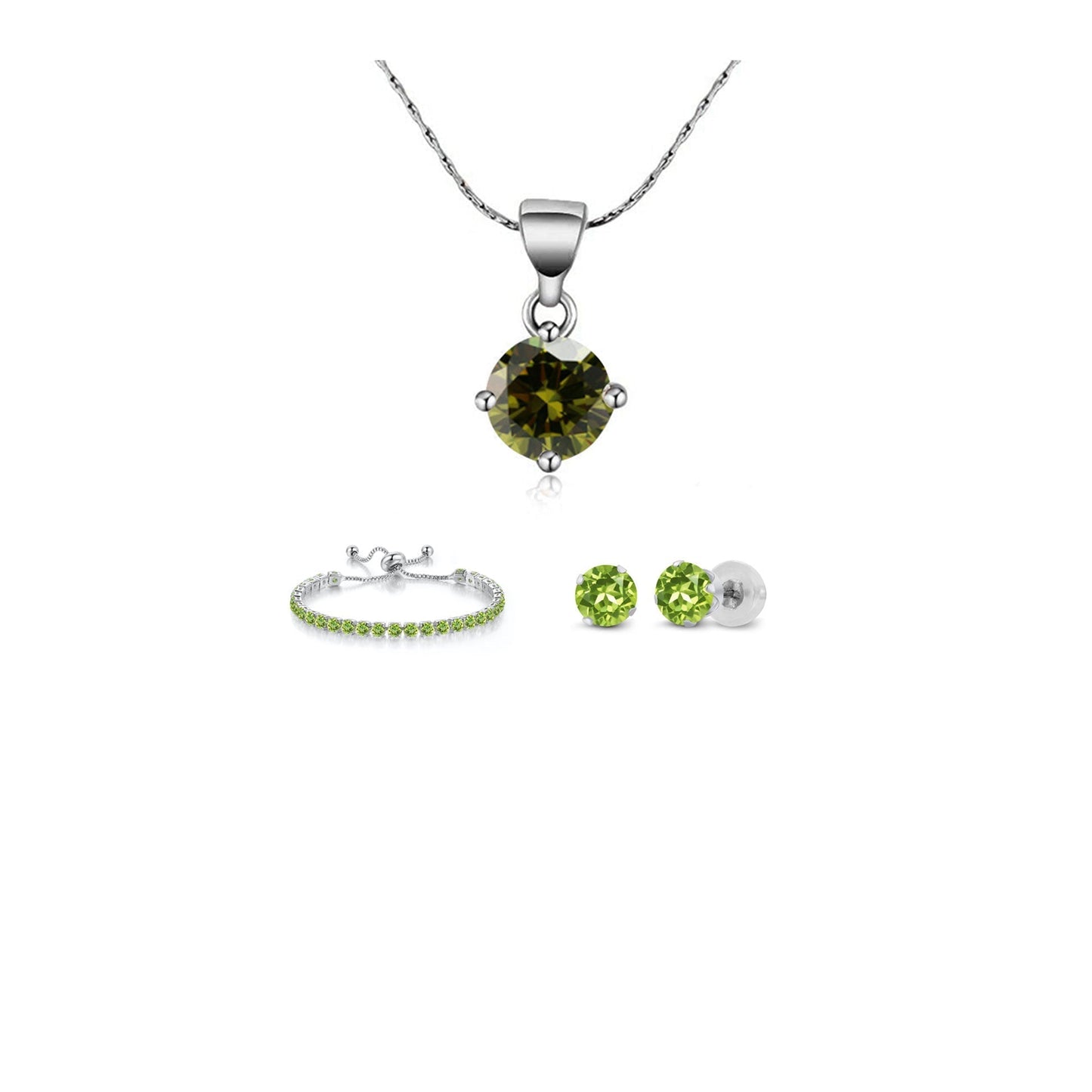 10k White Gold 7 Ct Round Created Peridot Set of Necklace, Earrings and Bracelet Plated11111111111111111111111111111111111111111111111111111111111111111111111111111111111111111111111111111111111 ++ ++ ++ ++ ++ ++ ++ ++ ++ ++ ++ ++ ++ ++ ++ ++ ++ ++ ++ ++