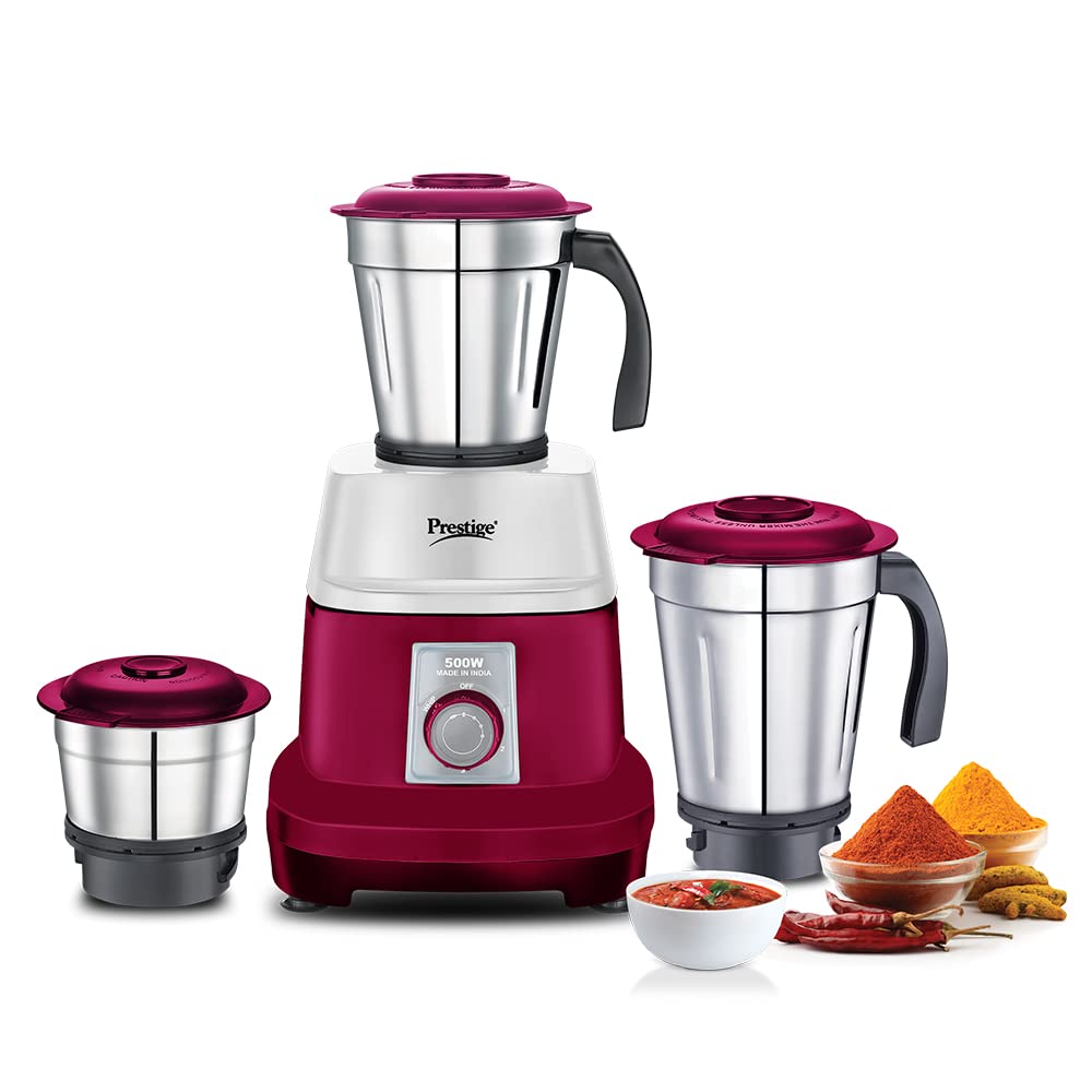 TTK Prestige Limited Orion Mixer Grinder 500 Watts, 3 Jars (1200ml, 1000ml, 500ml) (Red)1