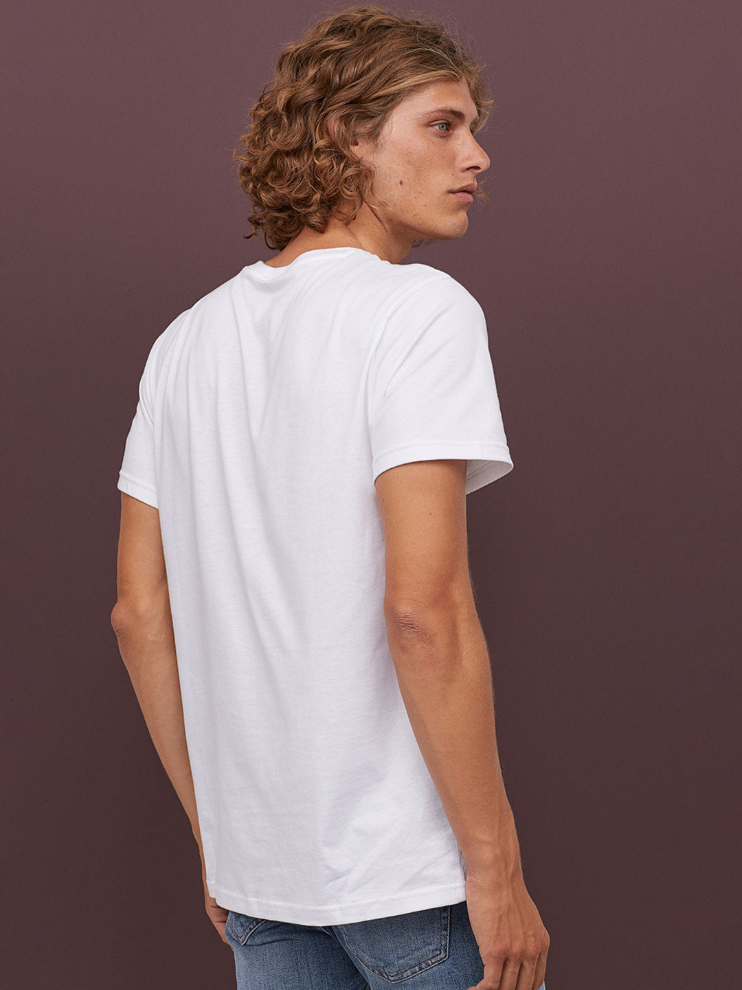 Men White Solid Cotton T-shirt Regular Fit1