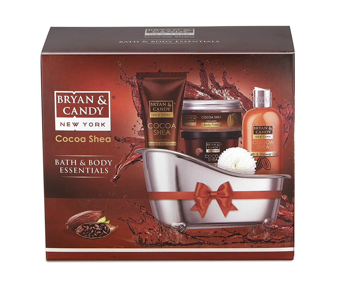 Bryan & Candy New York Cocoa Shea Bath Tub Kit Diwali Gift Set For Women And Men, Complete Home Spa Experience (Shower Gel, Hand & Body Lotion, Sugar Scrub, Body Polish)