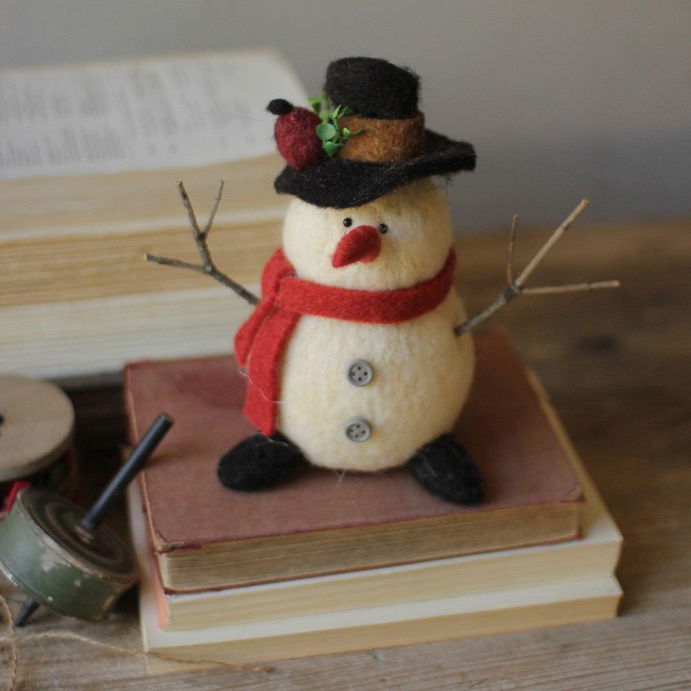 Kalalou Felt Snowman With Rust Scar - Set Of 22