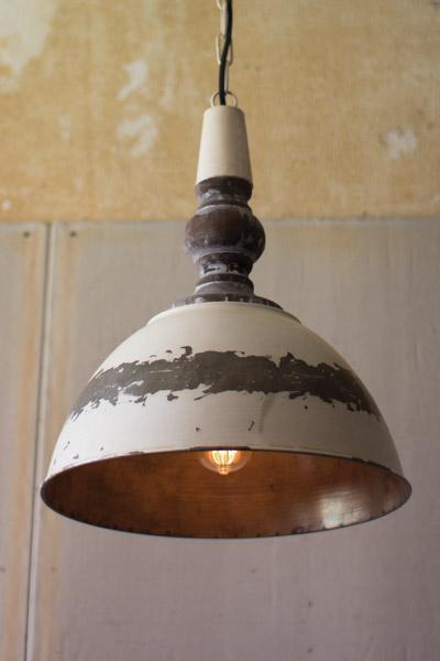 Kalalou Antique Buttermilk Metal Pendant Light