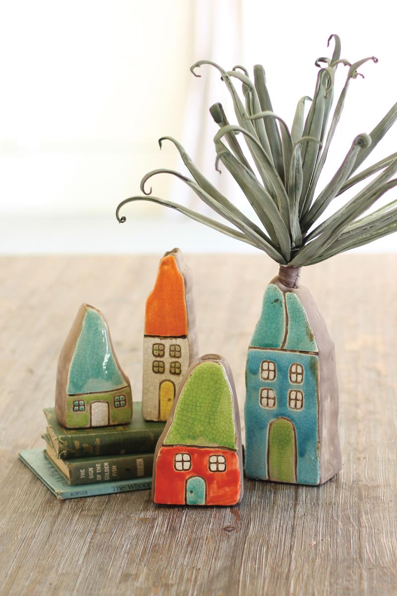 Kalalou Colorful Ceramic House Bud Vases - Set Of 42