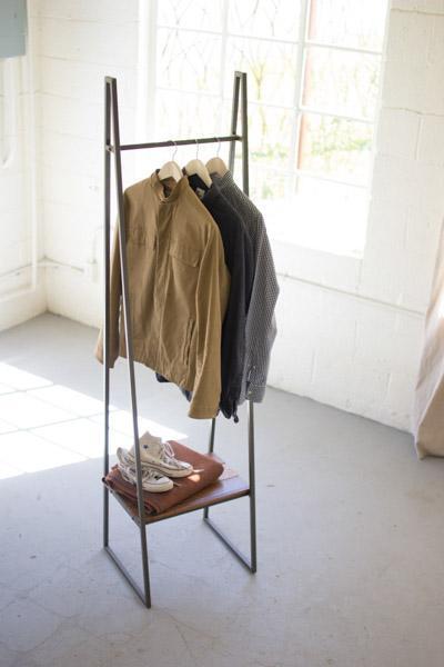 Kalalou A Frame Metal Rack With Lower Wood Shelf