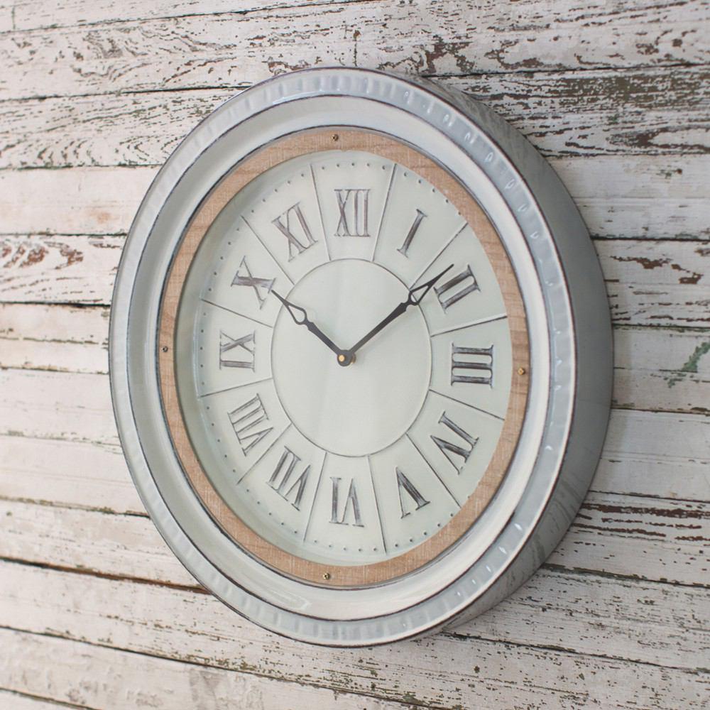 Kalalou Enamelware Clock With Wood Detail
