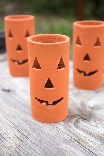 Kalalou Clay Jack-O-Lantern - Set Of 6