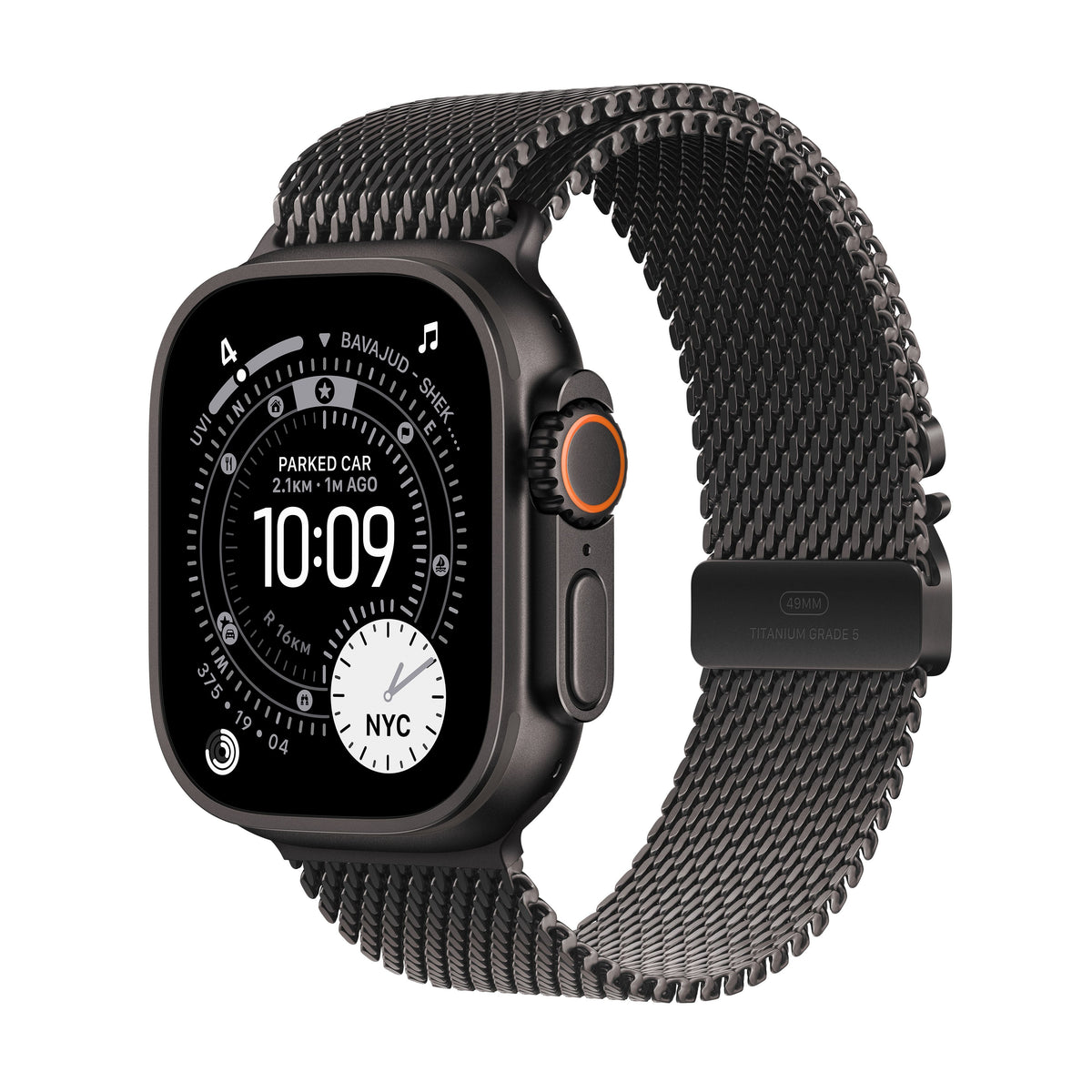 Apple Watch Ultra 3 GPS + Cellular 49mm Black Titanium Case with Black Titanium Milanese Loop - Large