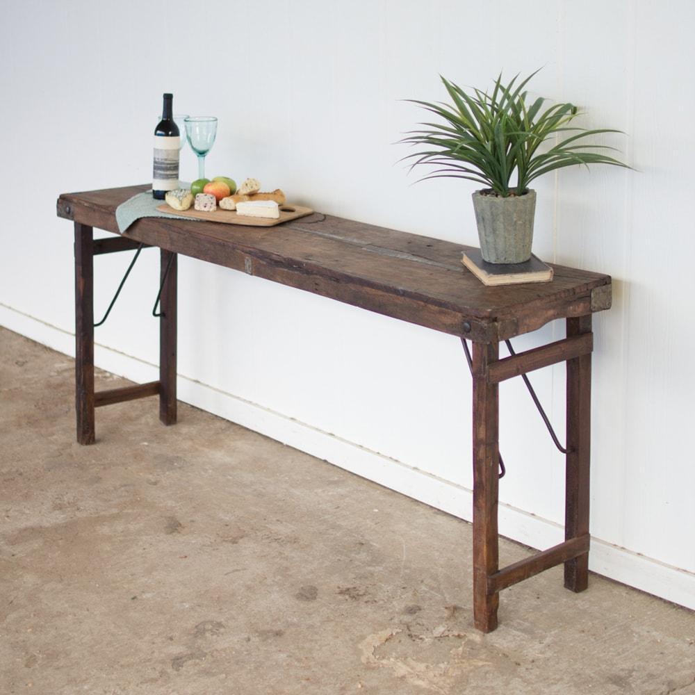 Kalalou Antique Wooden Folding Console Table3