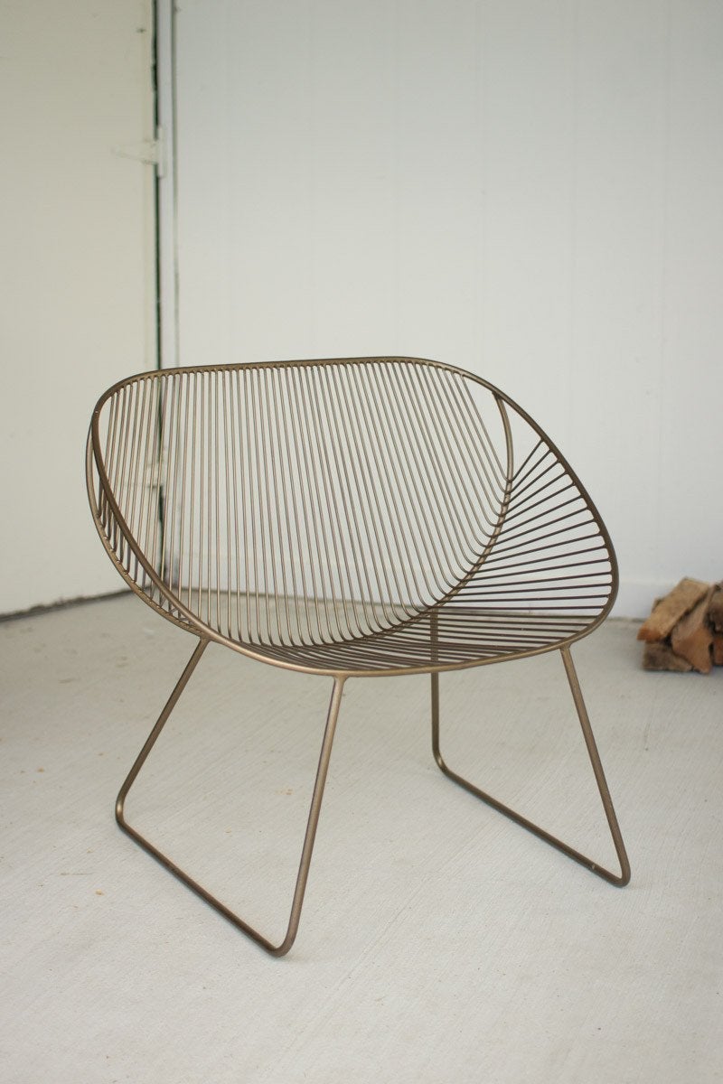 Kalalou Antique Brass Metal Swoop Chair (Set of 2)2