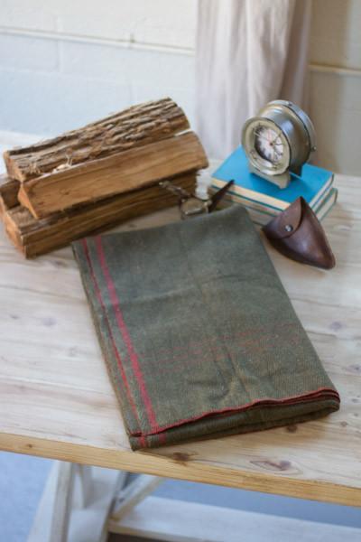 Kalalou Cotton Blend Utility Blanket Green With Red Stripe