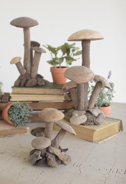 Kalalou Driftwood Mushroom Clusters - Set Of 3