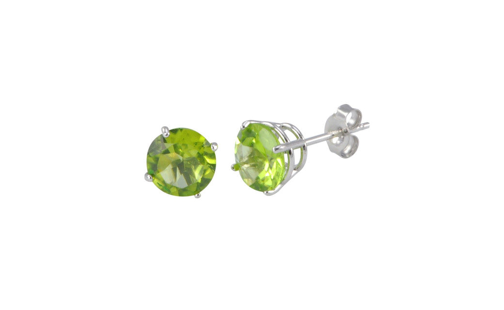 Sterling Silver 1 Carat Round Peridot Cubic Zirconia Stud Earrings Gold Plated
