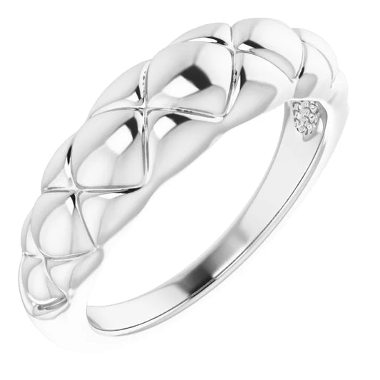 Sterling Silver Quilted Dome Ring