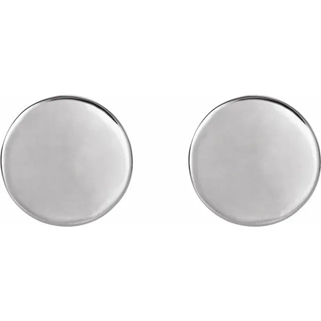 Sterling Silver 10 mm Engravable Disc Earrings