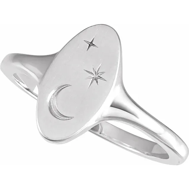 Sterling Silver Celestial Signet Ring