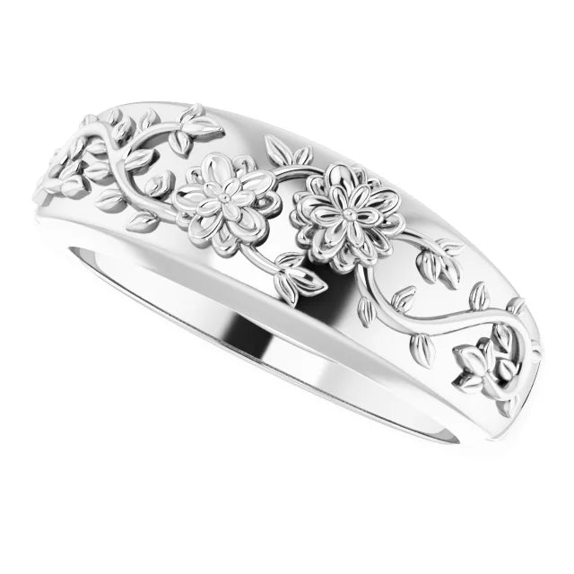 Sterling Silver Floral Ring