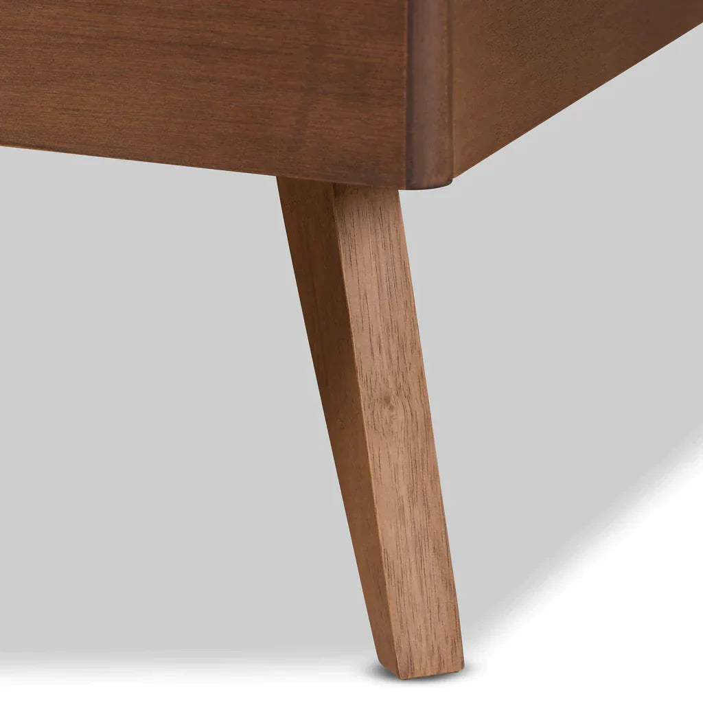 Baxton Studio Saki Mid-Century Modern Walnut Brown Finished Wood King Size Platform Bed | Beds | Modishstore - 6