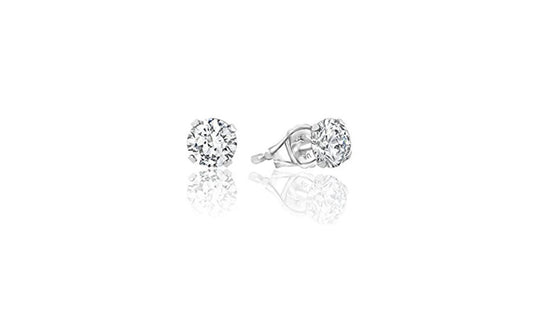 Platinum Plated Round 1-5 cttw CZ Stud Earrings