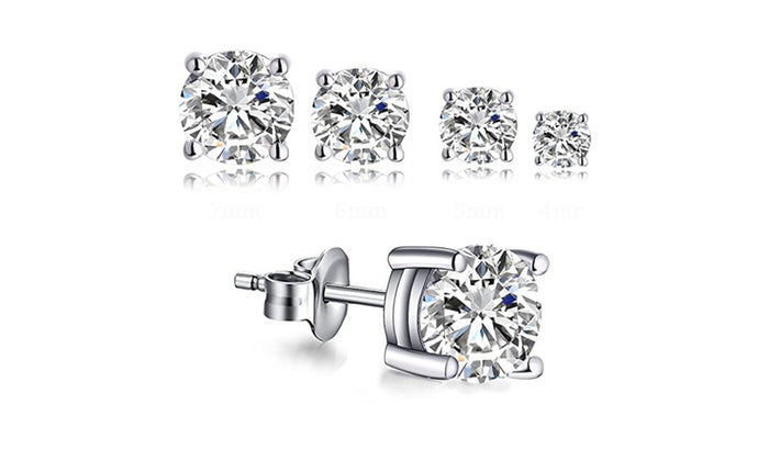 Cubic Zirconia Stud Earrings Plated