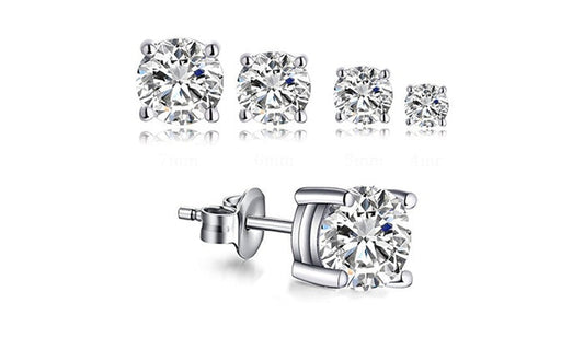 Cubic Zirconia Stud Earrings Plated