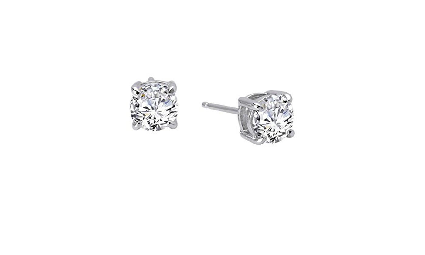 Platinum Plated 3.34 CT CZ Stud Earrings