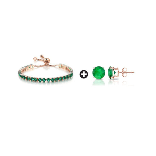 10k Rose Gold 6 Cttw Created Emerald Round Adjustable Tennis Plated Bracelet and Earrings Set1111111111111111111111111111111111111111111111111111111111111111111111111111111111111111111111111111111111111 ++ ++ ++ ++ ++ ++ ++ ++ ++ ++ ++ ++ ++ ++ ++ ++ ++
