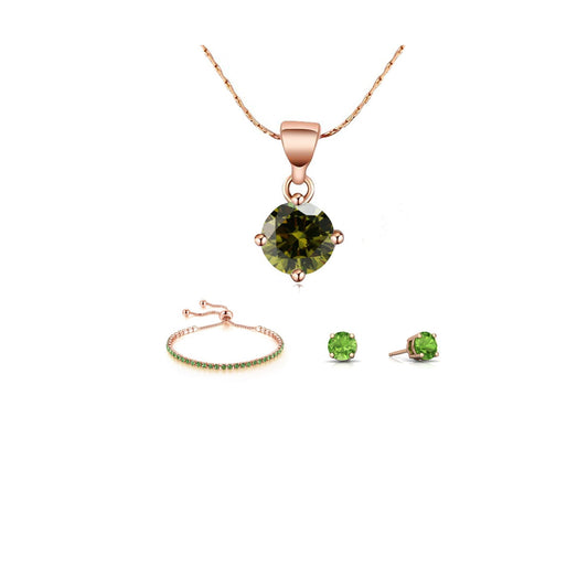 10k Rose Gold 6 Ct Round Created Peridot Set of Necklace, Earrings and Bracelet Plated1111111111111111111111111111111111111111111111111111111111111111111111111111111111111111111111111111111111111 ++ ++ ++ ++ ++ ++ ++ ++ ++ ++ ++ ++ ++ ++ ++ ++ ++ ++ ++ ++