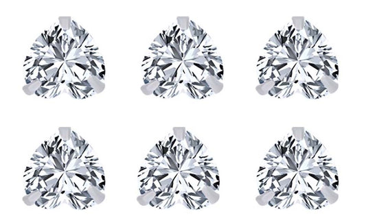 18k White Gold Plated 1Ct Heart White Sapphire Set Of Three Stud Earrings