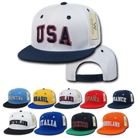 TEst NEW Test 1 Dozen Country Logo Freshmen Pro 6 Panel Flat Bill Baseball Caps Hats Wholesale