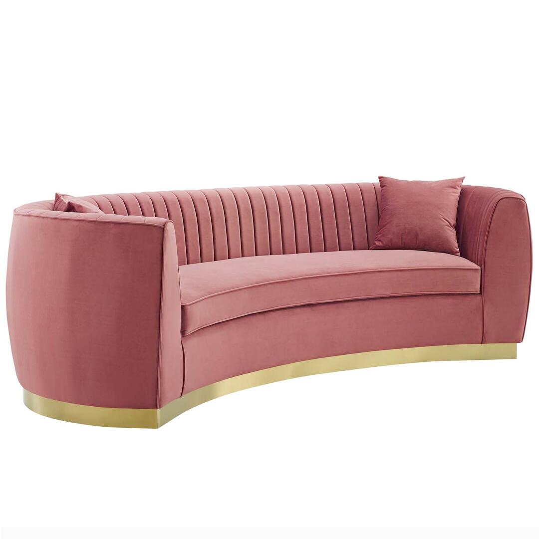 Enthusiastic Vertical Channel Tufted Curved Performance Velvet Sofa | Sofas | Modishstore-10