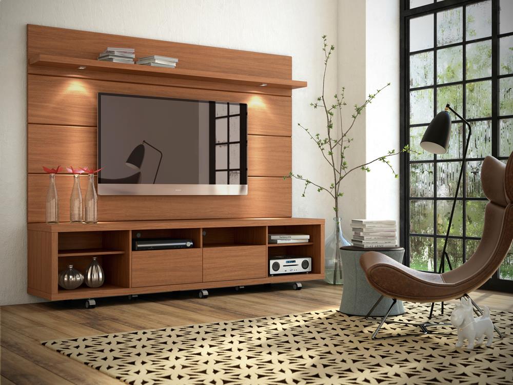 Manhattan Comfort Cabrini TV Stand and Floating Wall TV Panel with LED Lights 2.2 | TV Panels | Modishstore