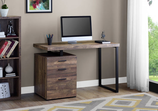 Brown Black Particle Board Hollow Core Metal Computer Desk By Homeroots | Desks | Modishstore