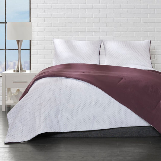 E. Jay Bedding Co Reversible Microfiber Polka Dot Comforter Set - Eggplant
