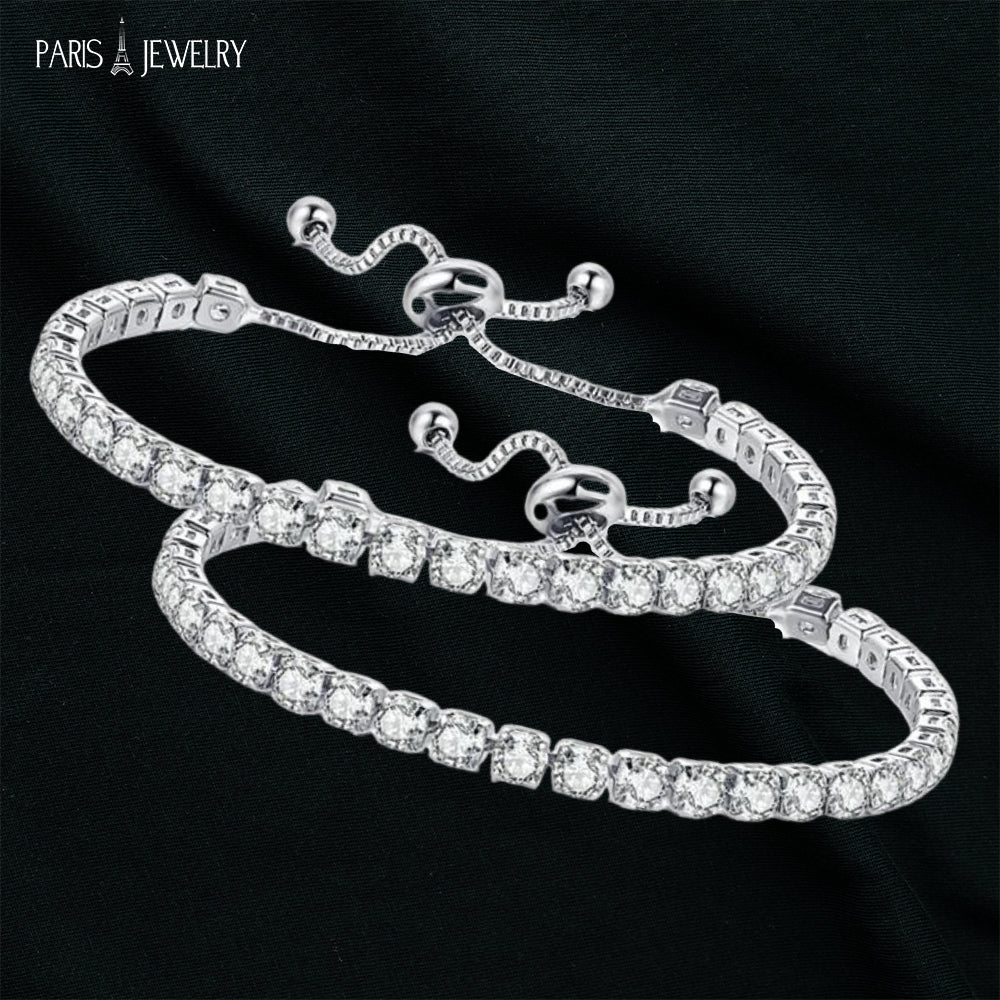 18k White Gold 8 Carat Created White Sapphire CZ Adjustable Tennis Bracelet Plated