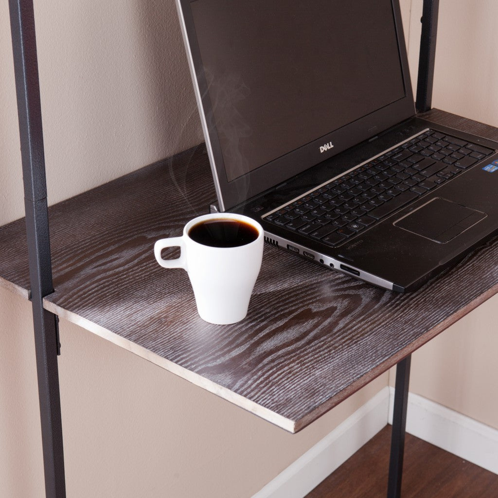 Burnt Oak Wall Mounted Floating Desk By Homeroots | Desks | Modishstore - 2