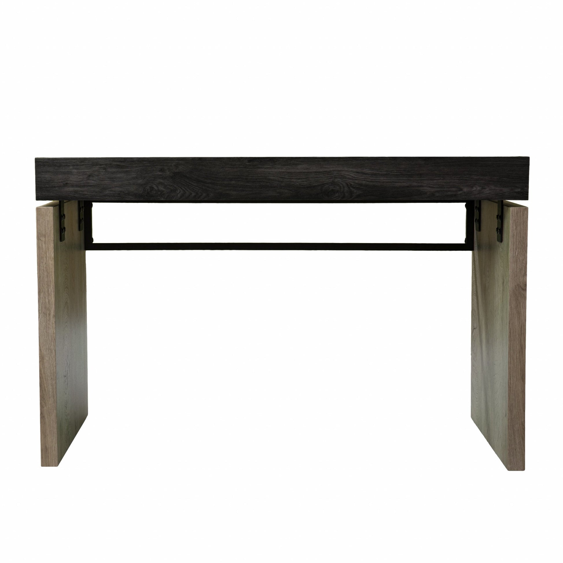 Black Wood and Iron Writing Desk By Homeroots | Desks | Modishstore - 3