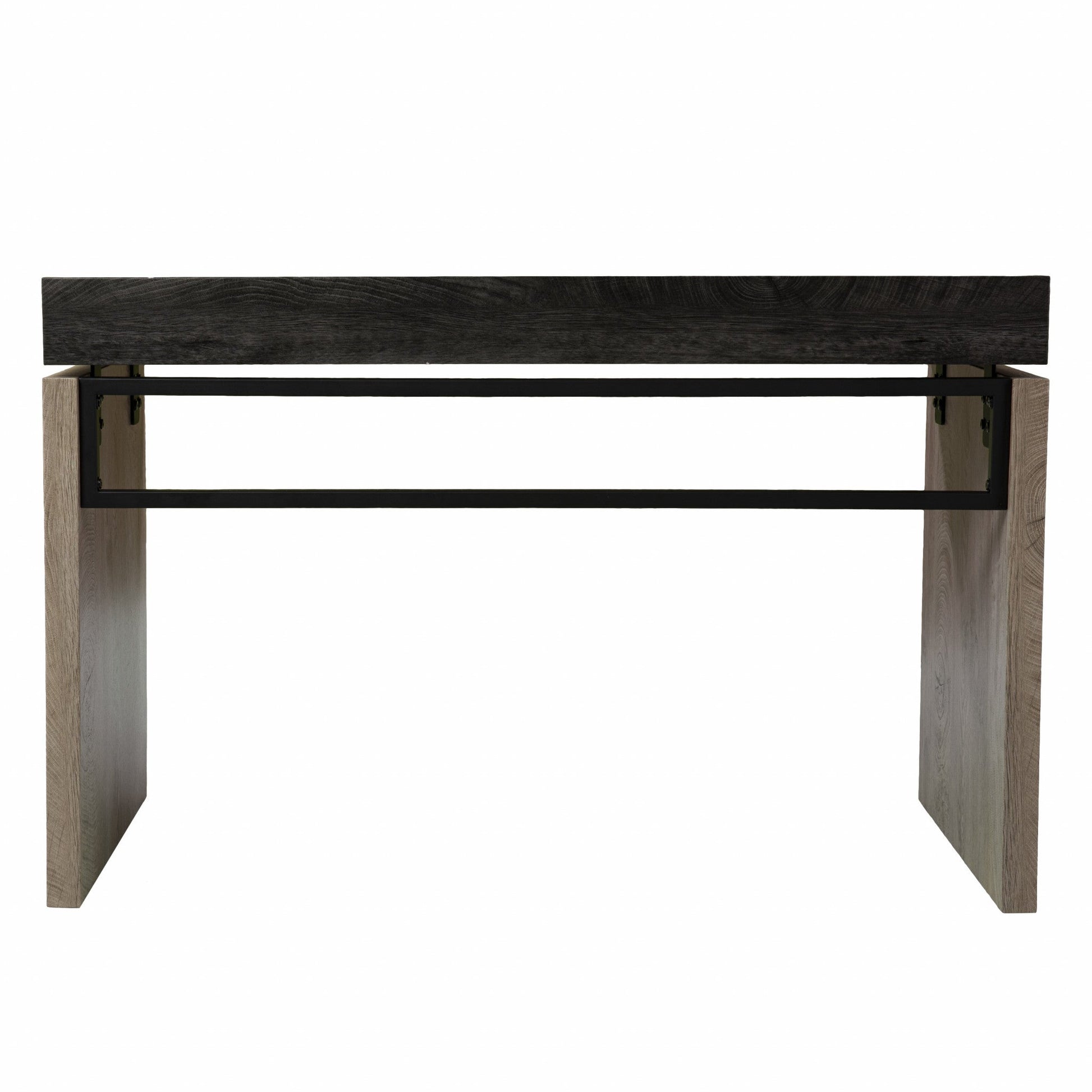 Black Wood and Iron Writing Desk By Homeroots | Desks | Modishstore - 6