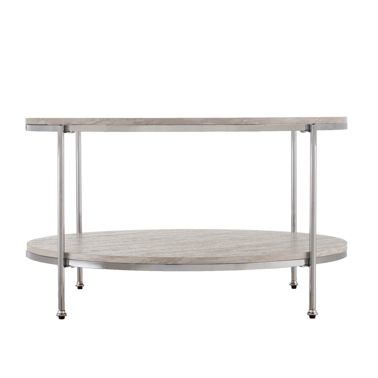 33" Chrome Faux Marble And Metal Round Coffee Table By Homeroots | Coffee Tables | Modishstore - 6