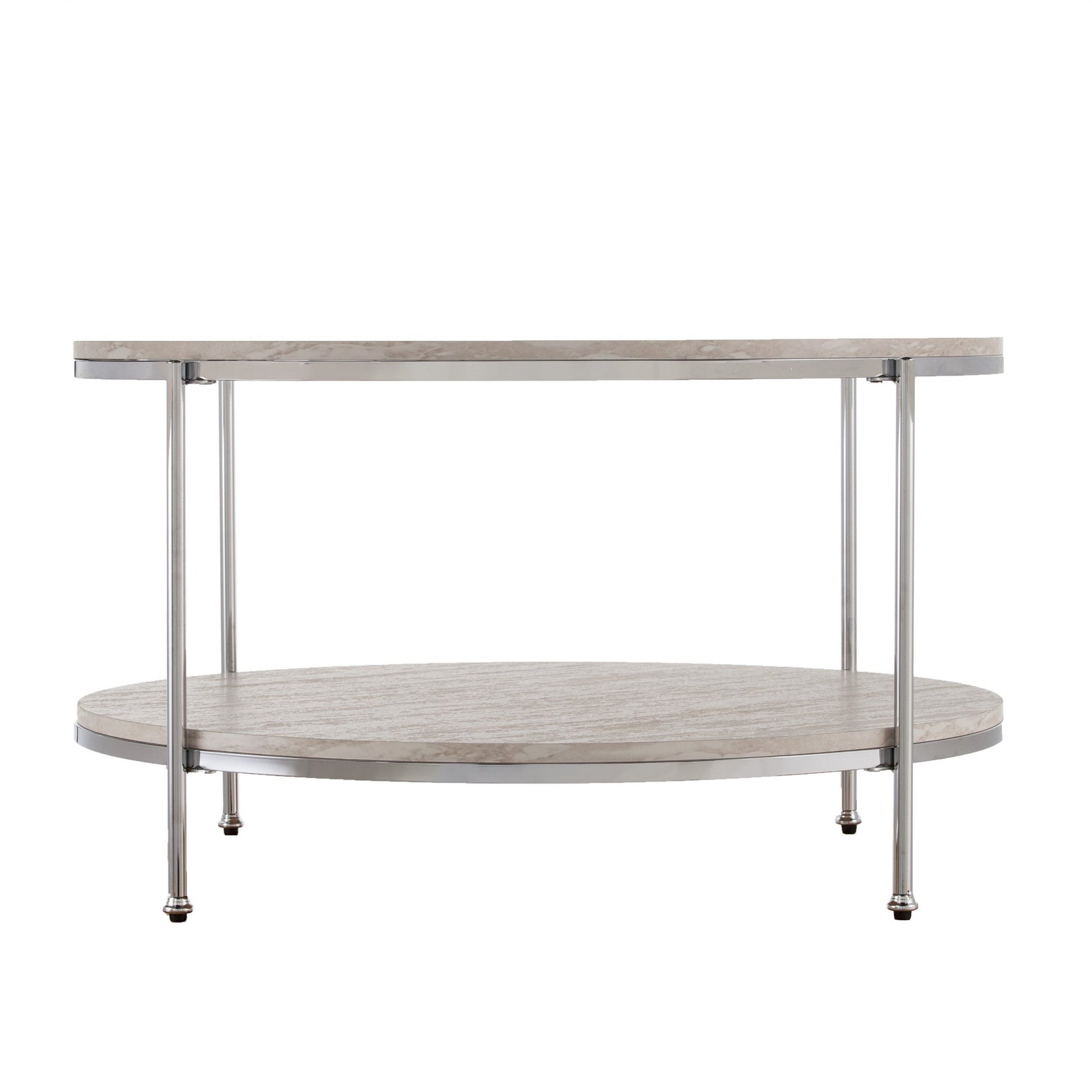 33" Chrome Faux Marble And Metal Round Coffee Table By Homeroots | Coffee Tables | Modishstore - 6