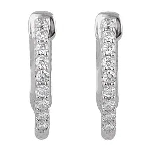 Sterling Silver Imitation White Cubic Zirconia Inside-Outside Hinged Hoop Earrings