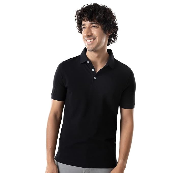 GLOOT Men's Cotton Polo T-Shirt | Comfortable Tee with Stretchable Fabric | Stay Fresh with Anti Stain Anti Odour Tech |Stylish & Smart Fit with No Curl Collar c - GLCPQ01