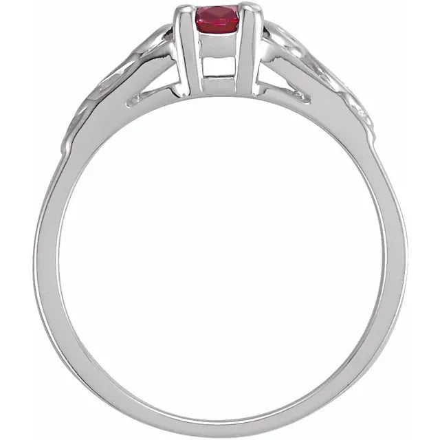 Sterling Silver January Youth Imitation Birthstone Ring