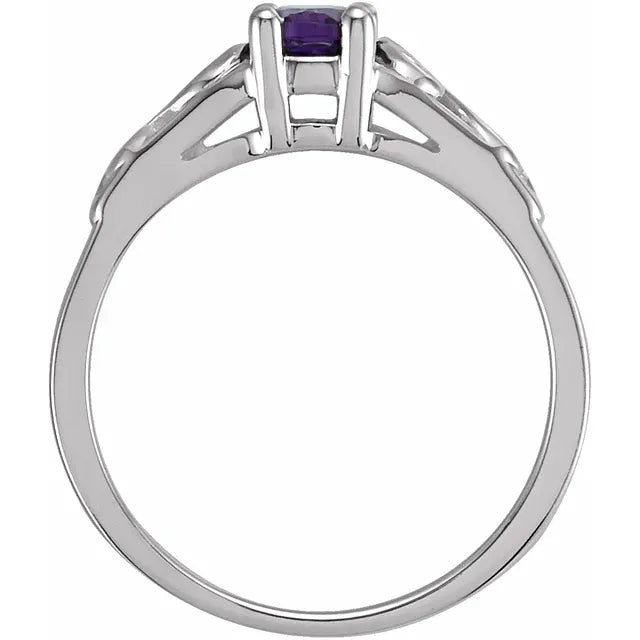 Sterling Silver February Youth Imitation Birthstone Ring