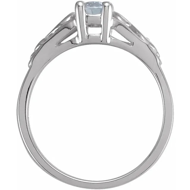 Sterling Silver April Youth Imitation Birthstone Ring