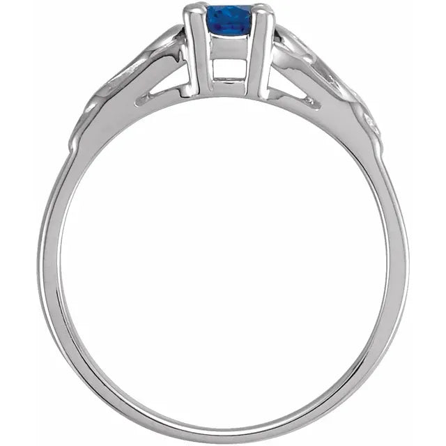 Sterling Silver September Youth Imitation Birthstone Ring