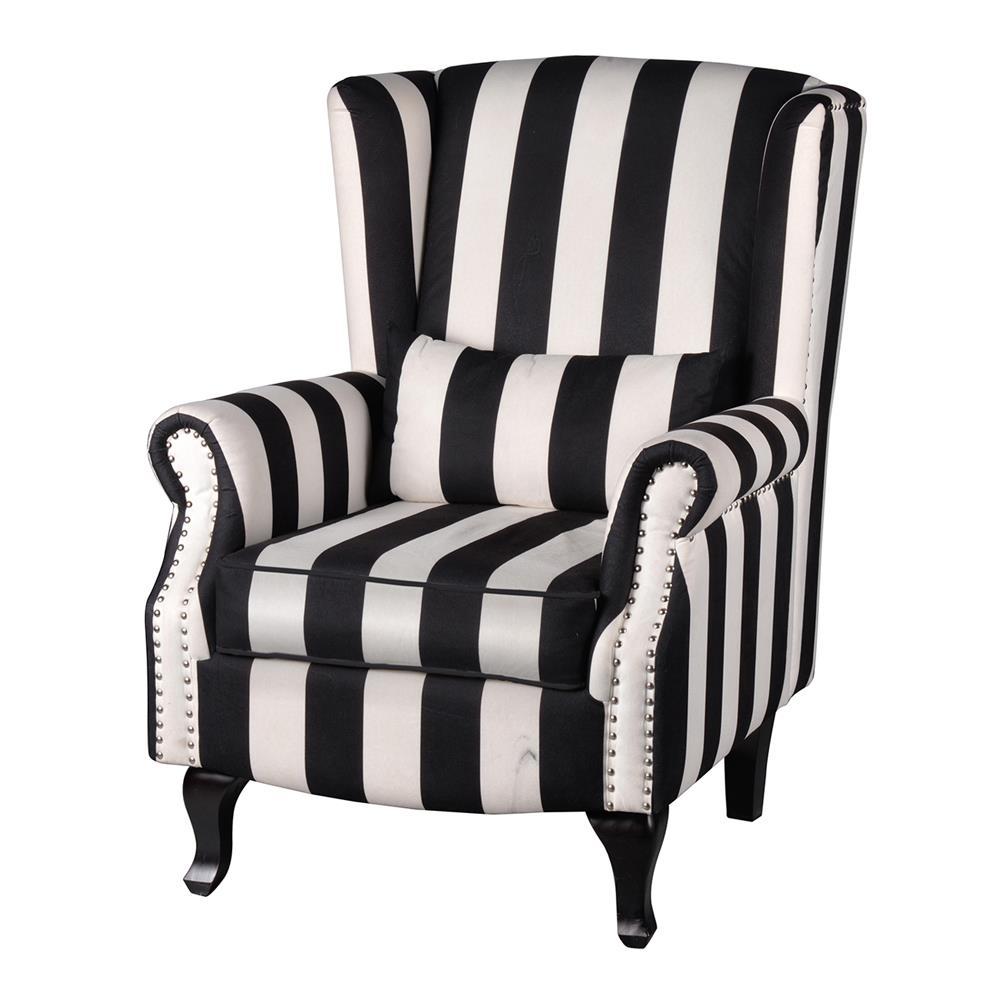 A&B Home Black and White Stripe Oversized Arm Chair