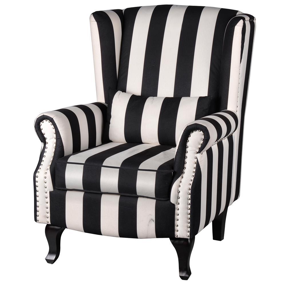 A&B Home Black and White Stripe Oversized Arm Chair