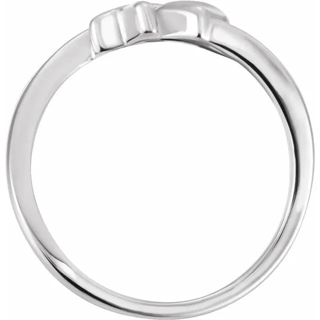 Sterling Silver Cross & Heart Chastity Ring